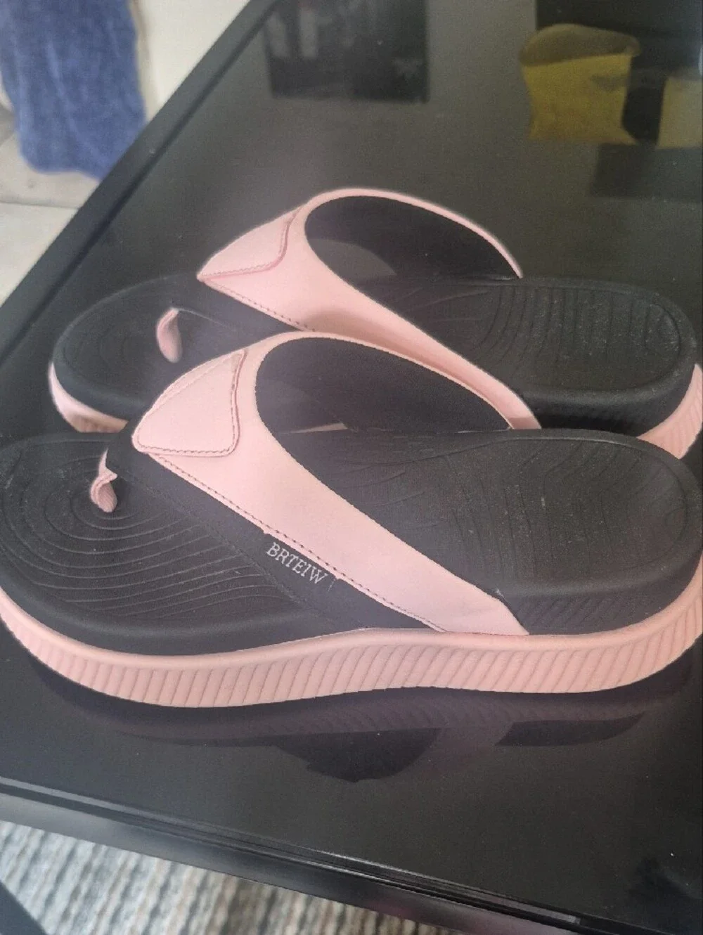 Women’s Pink and Black Comfort Thong Sandals